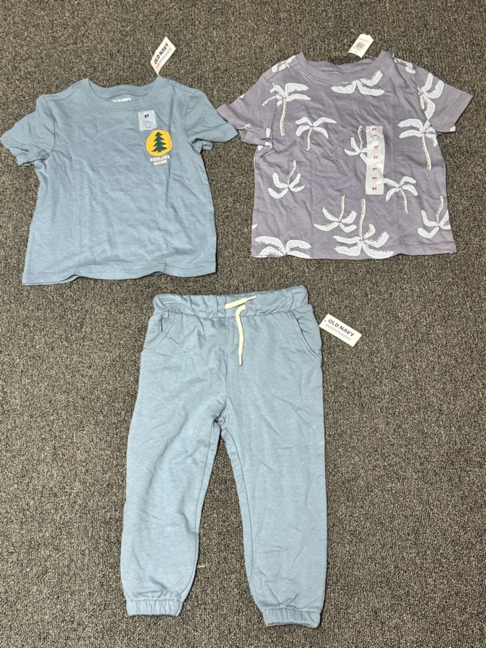 Old Navy Kids' Blue Palm-Print and Solid Pajama Set